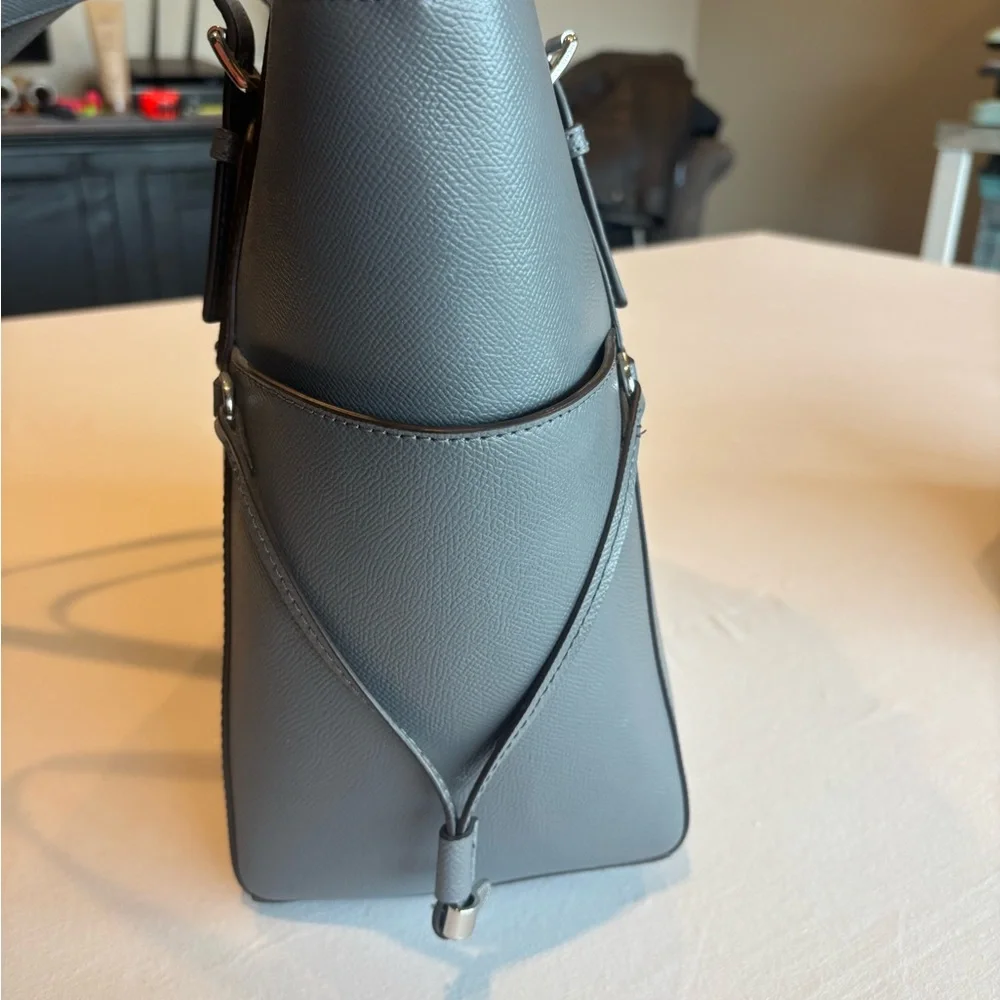 Michael Kors Voyager Crossgrain Leather Tote Bag Gray‎ Shoulder Purse Handbag